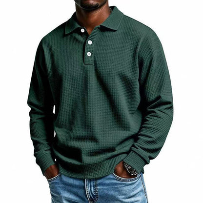 Men's Waffle Texture Collared Polo Shirt