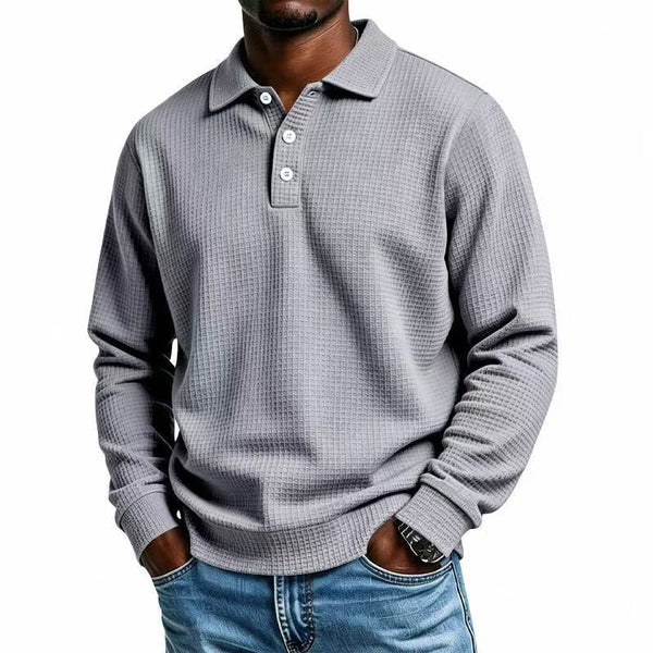 Men's Waffle Texture Collared Polo Shirt