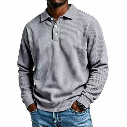 Men's Waffle Texture Collared Polo Shirt