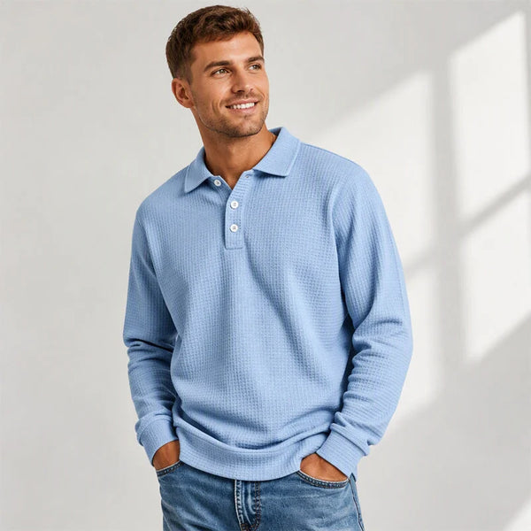 Men's Waffle Texture Collared Polo Shirt