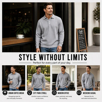 Men's Waffle Texture Collared Polo Shirt