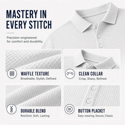 Men's Waffle Texture Collared Polo Shirt