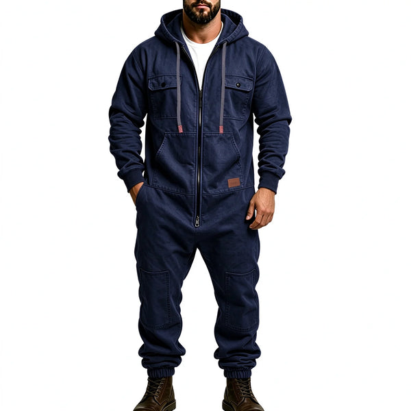 Men's Hooded Zip-Up Jumpsuit