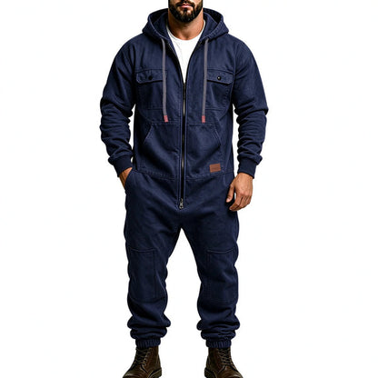 Men's Hooded Zip-Up Jumpsuit