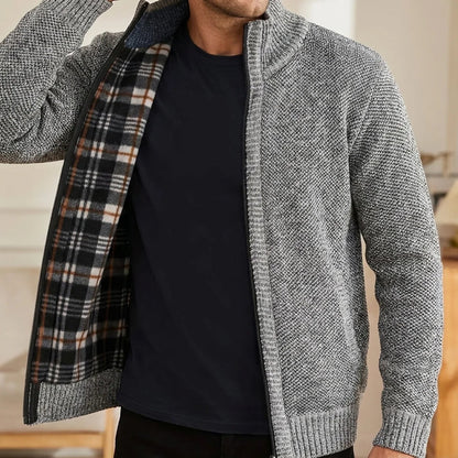 Men's Textured Knit Zip Cardigan