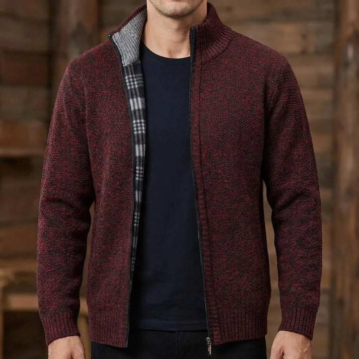 Men's Textured Knit Zip Cardigan