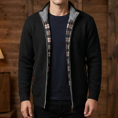 Men's Textured Knit Zip Cardigan