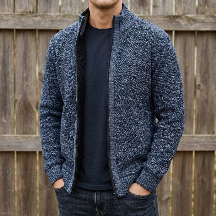 Men's Textured Knit Zip Cardigan