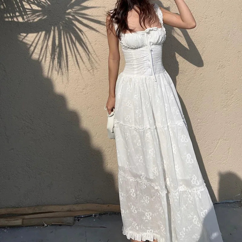 Women's Embroidered Square-Neck Dress
