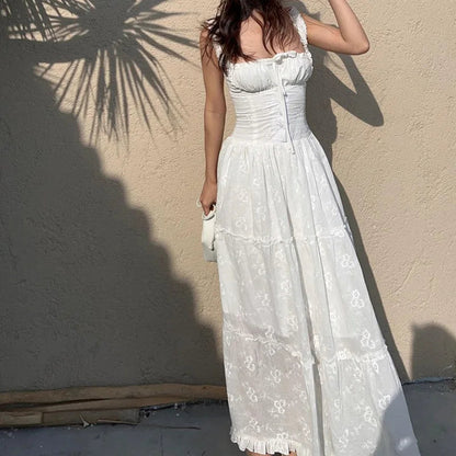 Women's Embroidered Square-Neck Dress