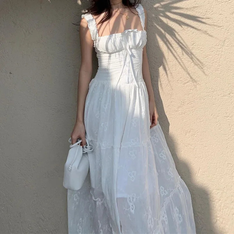 Women's Embroidered Square-Neck Dress