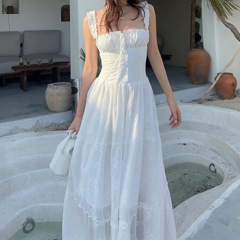 Women's Embroidered Square-Neck Dress
