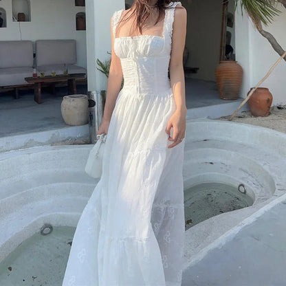 Women's Embroidered Square-Neck Dress