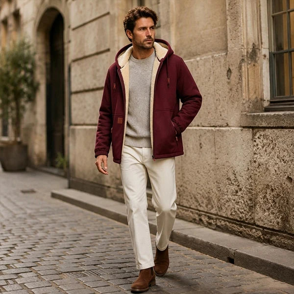 Men's Sherpa-Lined Hooded Jacket