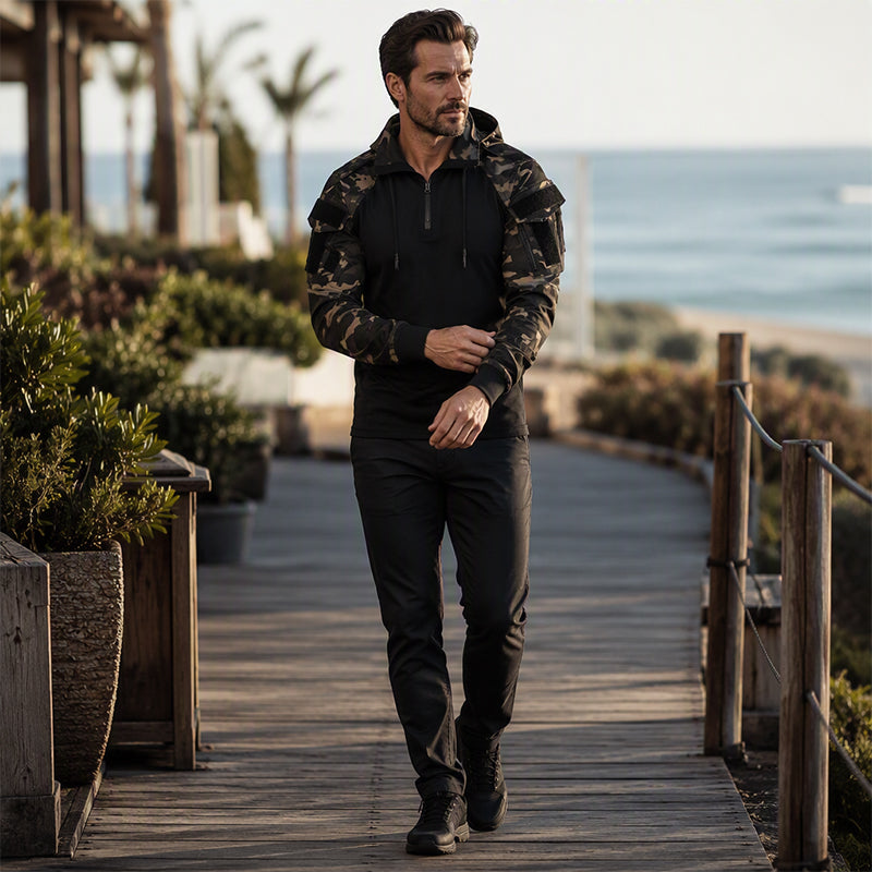 Men's Tactical Hooded Quarter-Zip Jacket