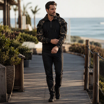 Men's Tactical Hooded Quarter-Zip Jacket