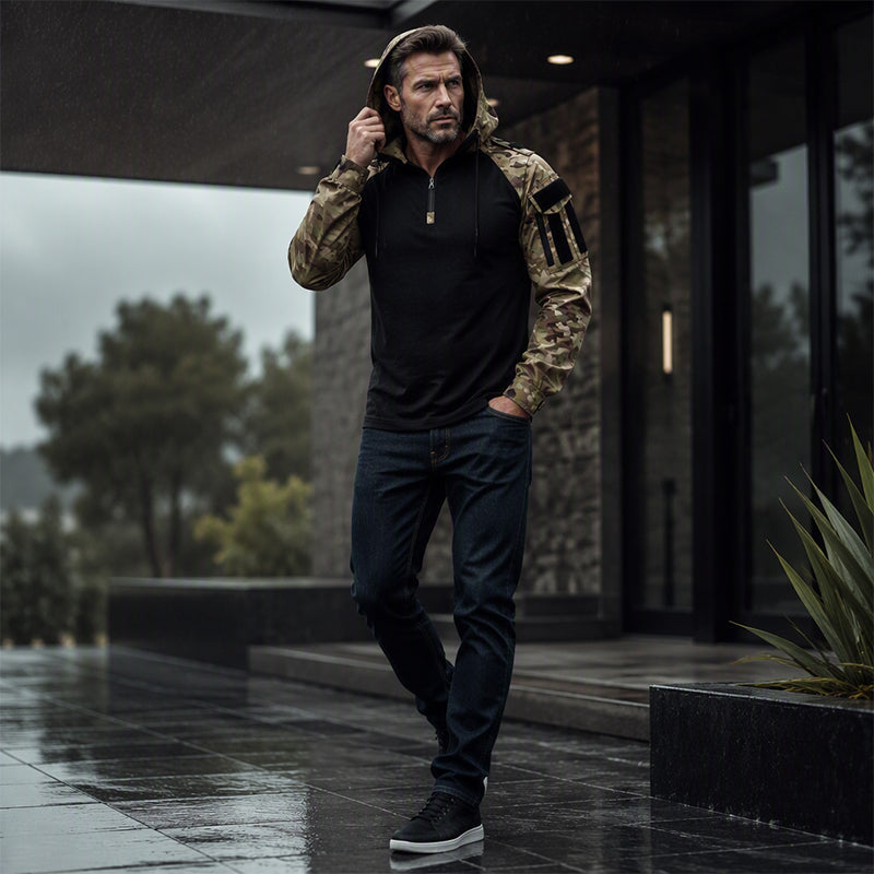 Men's Tactical Hooded Quarter-Zip Jacket