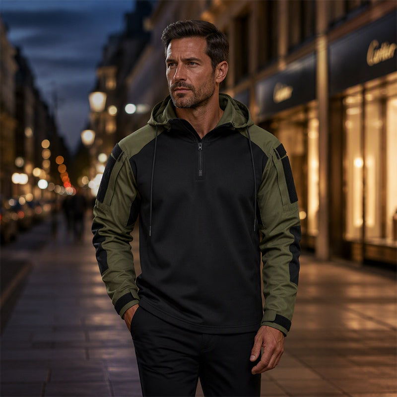 Men's Tactical Hooded Quarter-Zip Jacket