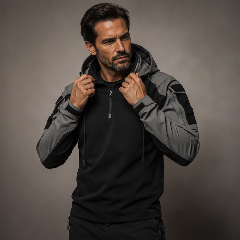 Men's Tactical Hooded Quarter-Zip Jacket