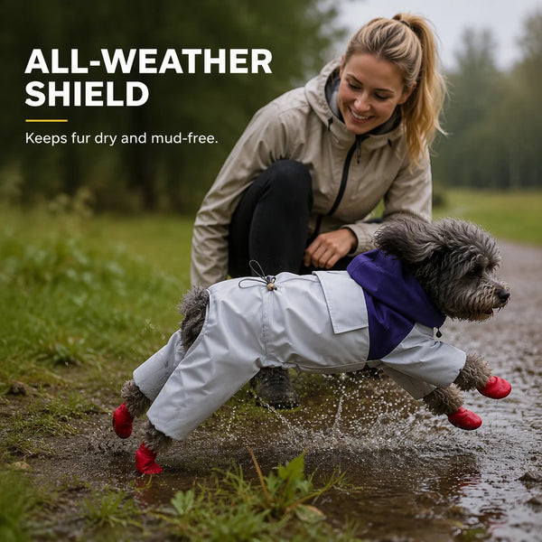 Dog Full-Body Rain Suit with Adjustable Details