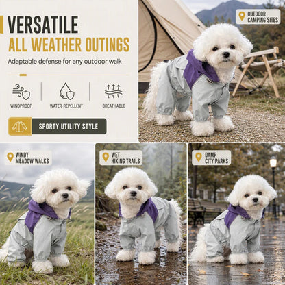 Dog Full-Body Rain Suit with Adjustable Details