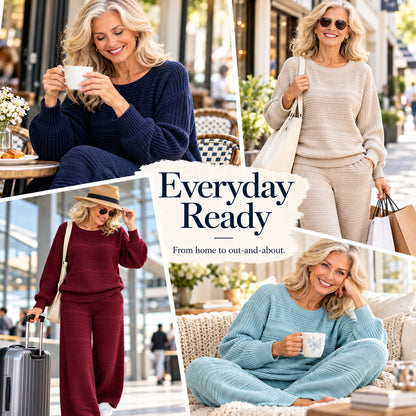 Women's Textured Sweater and Wide-Leg Pants Set