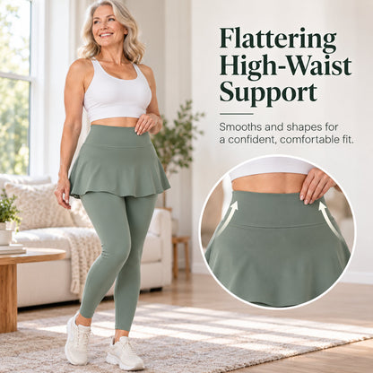 Women's Skirted Leggings with Layered Overlay