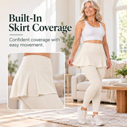 Women's Skirted Leggings with Layered Overlay
