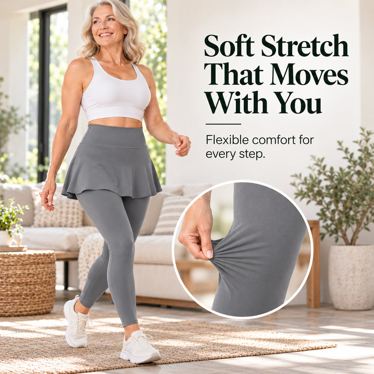 Women's Skirted Leggings with Layered Overlay