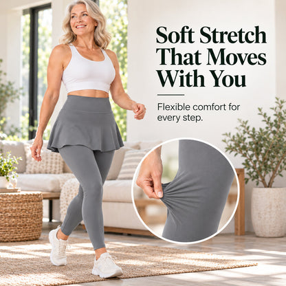 Women's Skirted Leggings with Layered Overlay