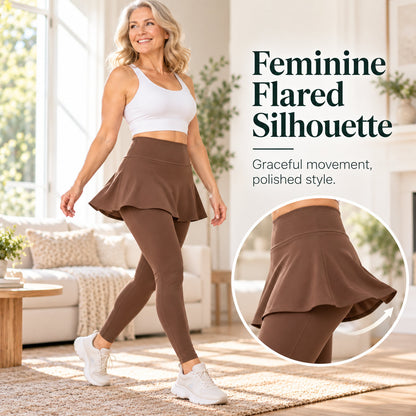 Women's Skirted Leggings with Layered Overlay