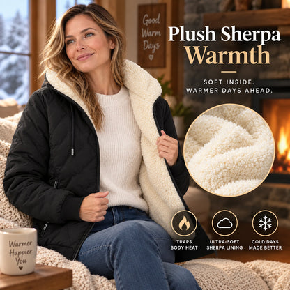 Unisex Hooded Quilted Jacket with Fleece-Lined Interior