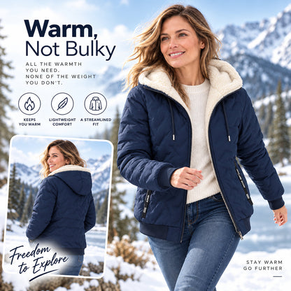 Unisex Hooded Quilted Jacket with Fleece-Lined Interior