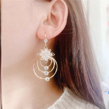 Women's Floral Crystal Drop Earrings