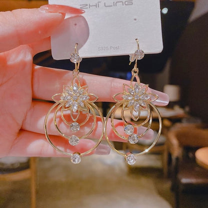 Women's Floral Crystal Drop Earrings