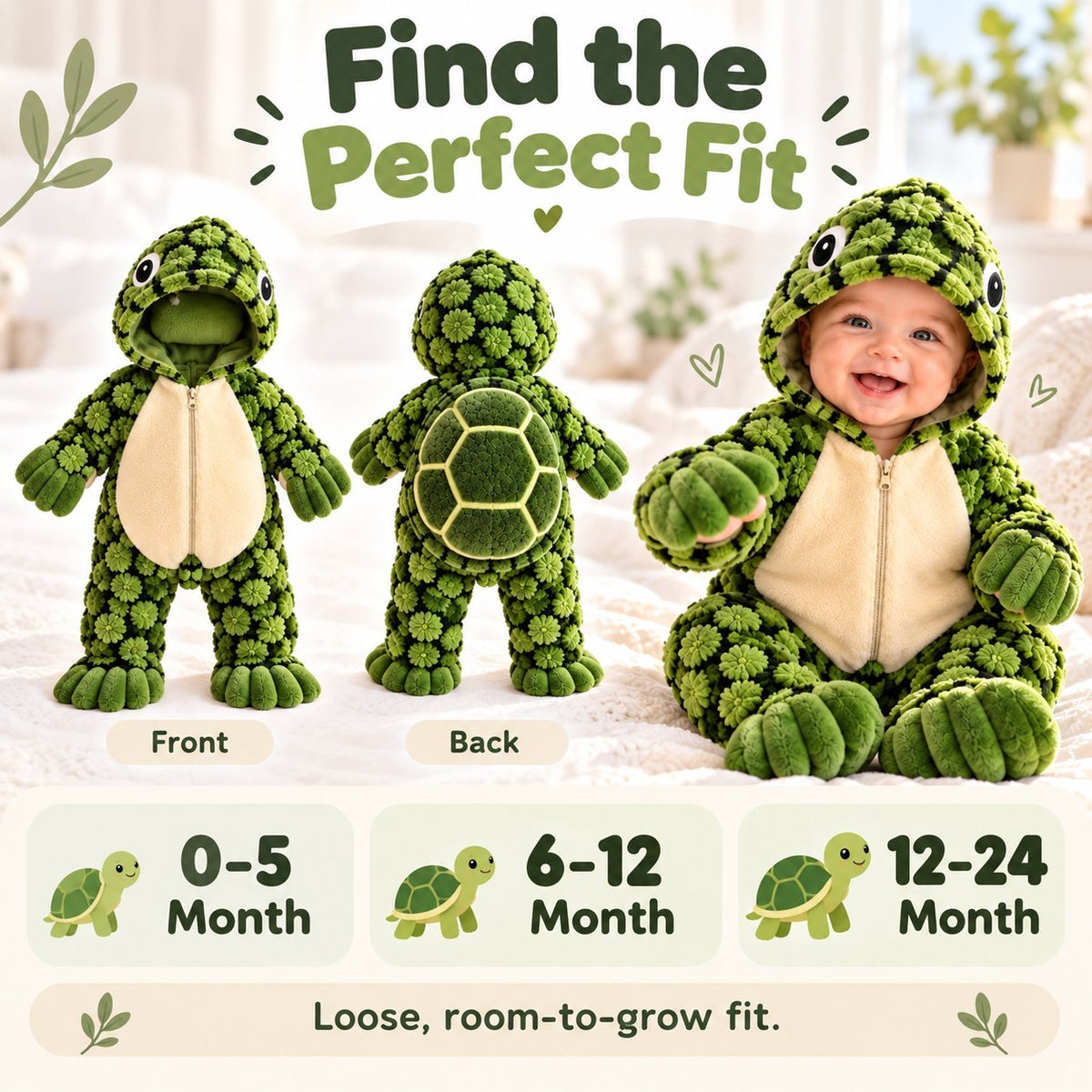 Baby Turtle Hooded Romper