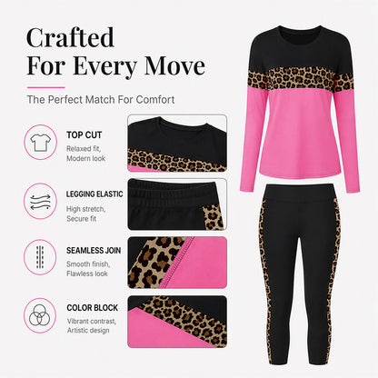 Women's Leopard Print Two-Piece Outfit