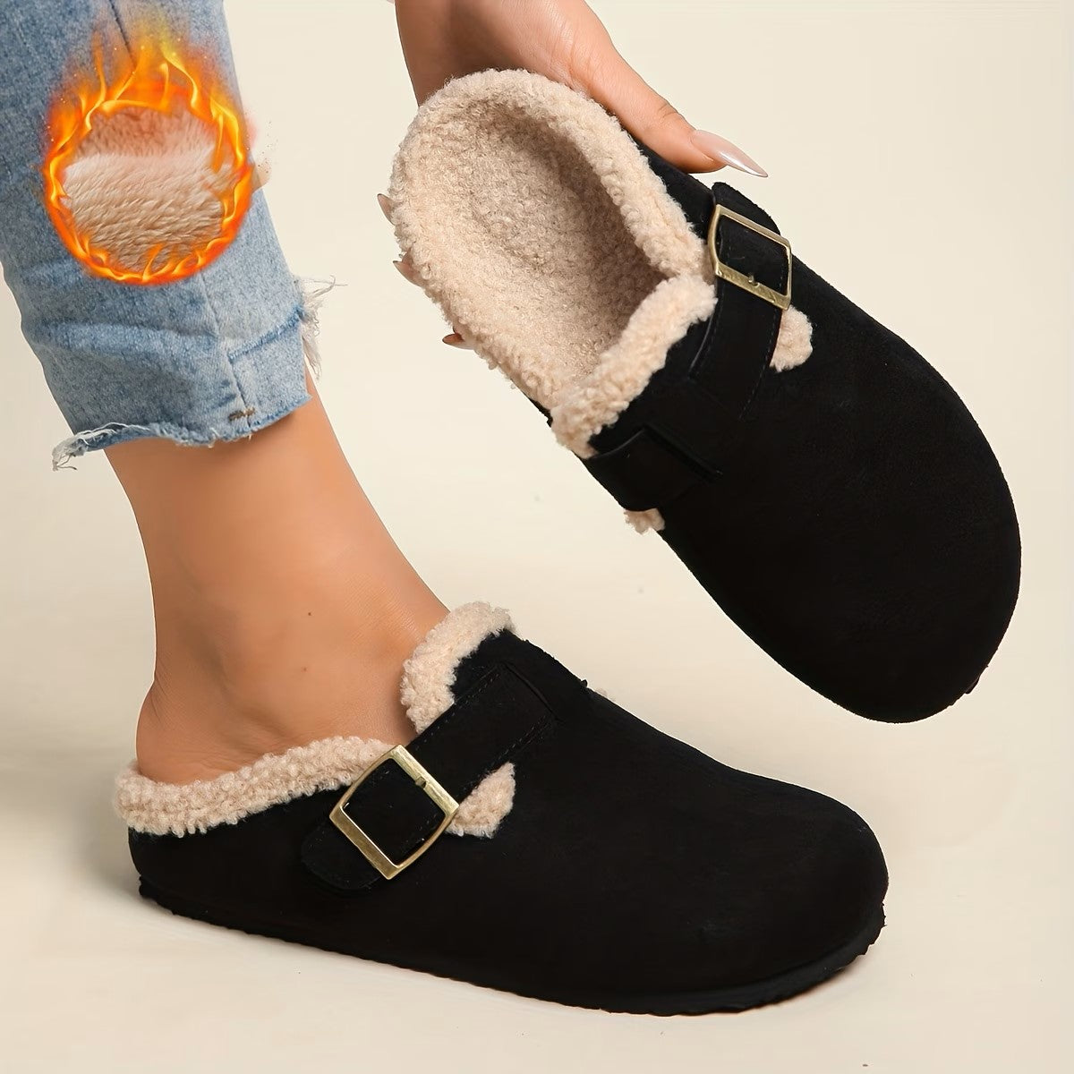 Women's Buckle Strap Mule Shoes