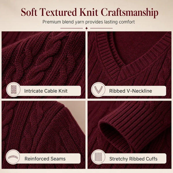 Women's V-Neck Cable Knit Sweater