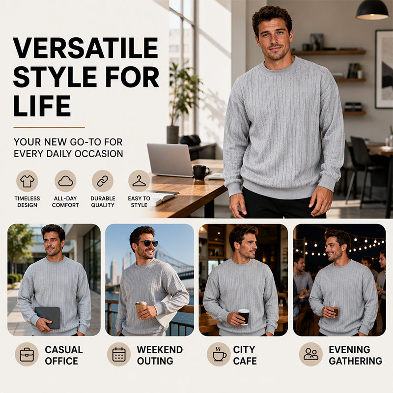 Men's Cable Knit Crewneck Sweater