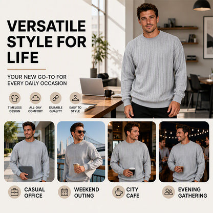 Men's Cable Knit Crewneck Sweater