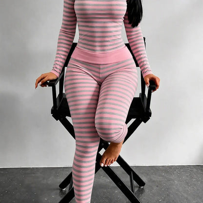 Women's Striped Two-Piece Lounge Set