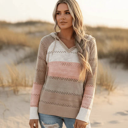 Women's Hooded Striped Knit Sweater