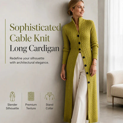 Women's Cable Knit Button-Up Cardigan