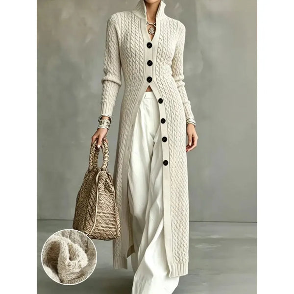 Women's Cable Knit Button-Up Cardigan