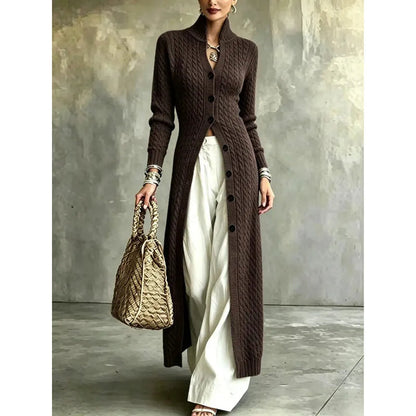 Women's Cable Knit Button-Up Cardigan