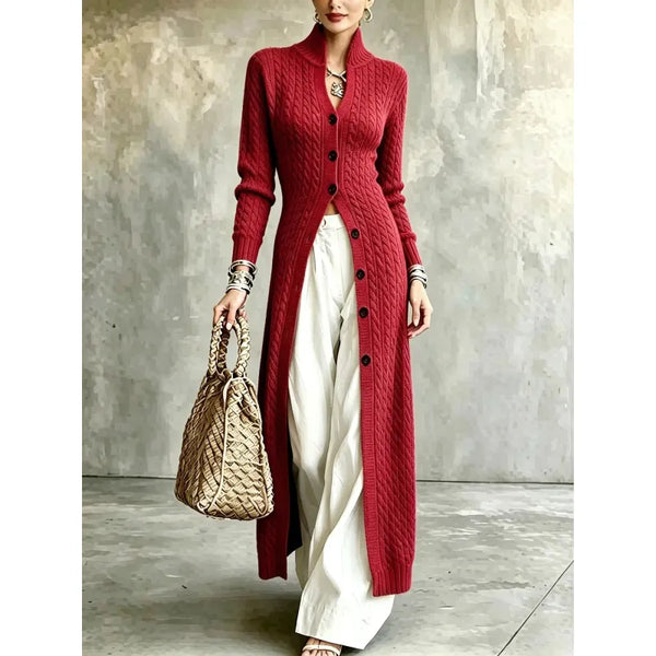 Women's Cable Knit Button-Up Cardigan