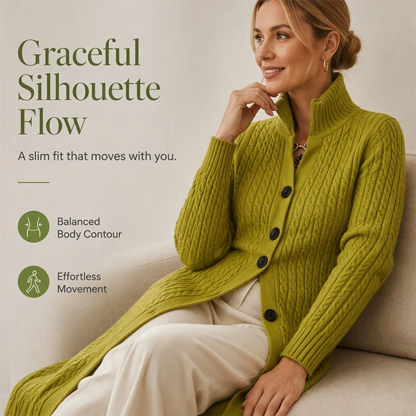 Women's Cable Knit Button-Up Cardigan