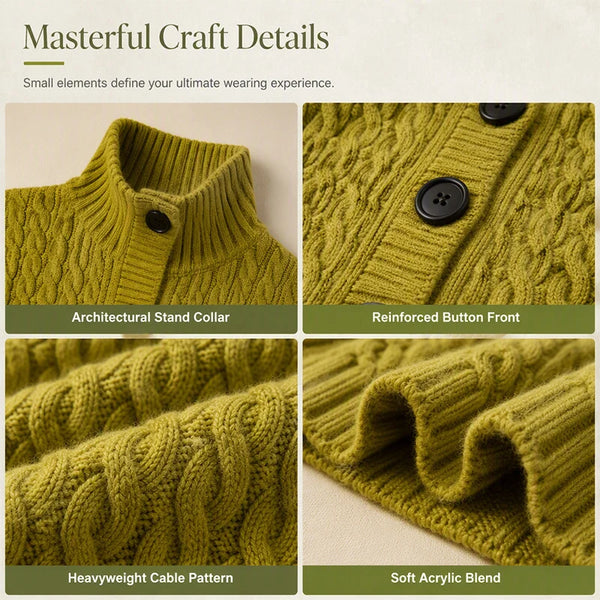 Women's Cable Knit Button-Up Cardigan
