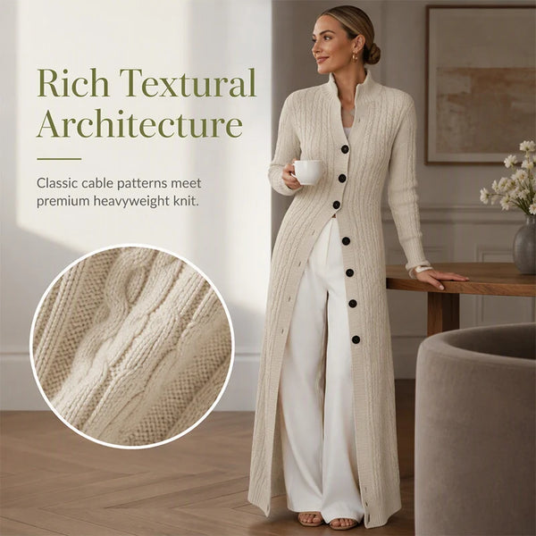 Women's Cable Knit Button-Up Cardigan